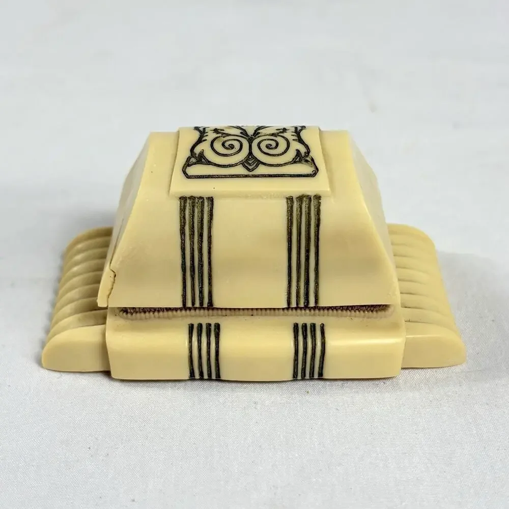 VTG Art Deco Celluloid Velvet Lined Ring Box W & S New York Made in USA - AS IS